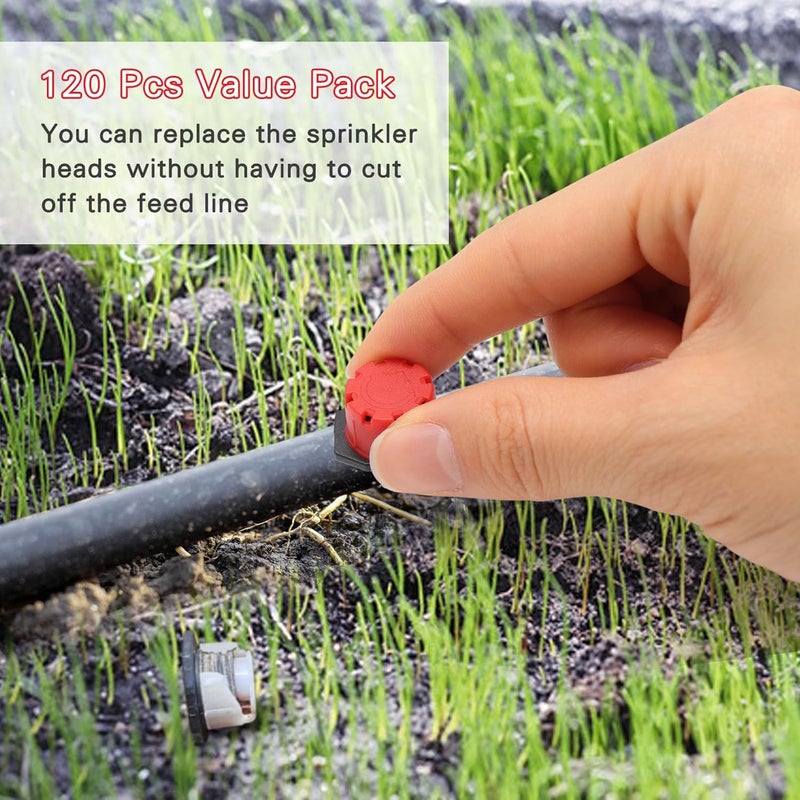 AUGHOA 120 PCS Irrigation Drippers Sprinklers,1/4 Inch Drip Emitters, 360 Degree Adjustable Flow Dripper, 8-Hole Irrigation Nozzles for Flower Plant Watering System - Image 5